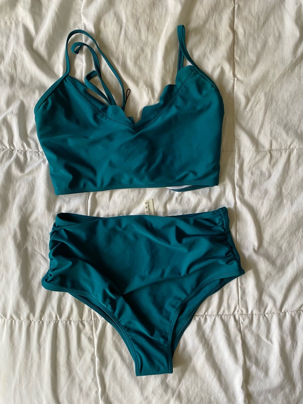 Zaful Teal High-Waist Bikini Set